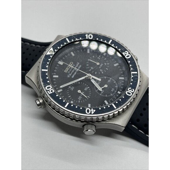 Vintage 1980s Seiko Sports 100 Men's Black Watch 7A28-7049 Chronograph - Picture 6 of 10
